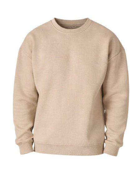 Bej Bisiklet Yaka Sweatshirt