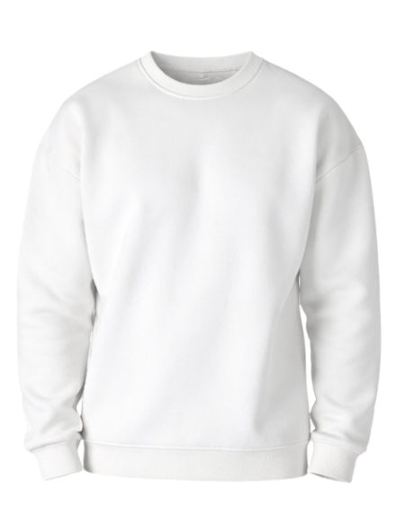 Beyaz Bisiklet Yaka Sweatshirt